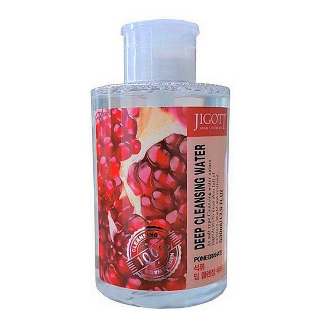 Очищающая вода для лица. [Jigott] жидкость для снятия макияжа гранат Pomegranate Deep Cleansing Water, 530 мл. Jigott вода очищающая с экстрактом граната Deep Cleansing Water Pomegranate.