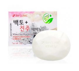 Мыло для лица и тела с жемчужным порошком и белой глиной White Clay + Pearl Beauty Soap 120 гр. 3W Clinic