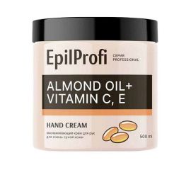 Омолаживающий крем для сухой кожи рук Almond Oil + Vitamin C, E Hand Cream, 500 мл. EpilProfi