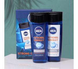Подарочный набор для мужчин Strong Energy: гель для душа 250 мл + шампунь 250 мл Сима-ленд