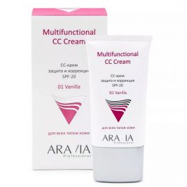 CC-крем защитный SPF20 для лица, Aravia Multifunctional CC Cream тон 01, 50 мл. Aravia