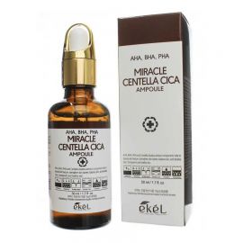 Ампульная сыворотка с кислотами Miracle Centella Cica Ampoule (AHA, BHA, PHA) brown, 50 мл. Ekel