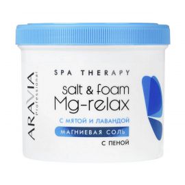 Магниевая соль с пеной с мятой и лавандой / Salt & Foam Mg-Relax 550 мл/730 г Aravia