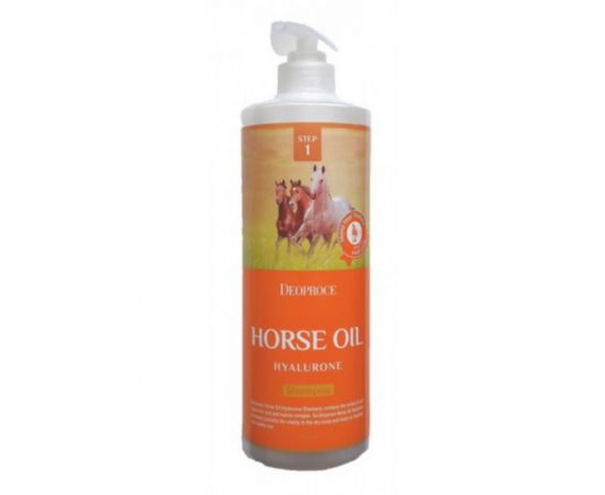 Шампунь с гиалуроновой кислотой и лошадиным жиром Horse Oil Hyalurone Shampoo 1000 мл. Deoproce