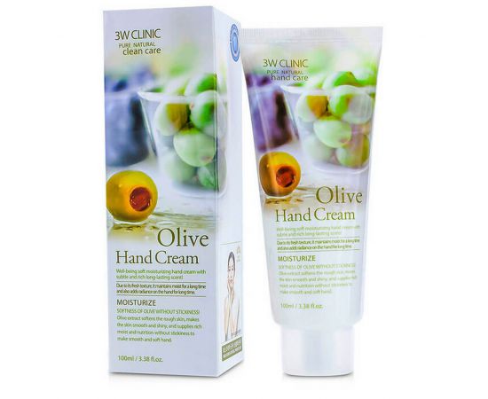 Увлажняющий крем для рук со смягчающим экстрактом оливы Olive Hand Cream 100 мл. 3W Clinic