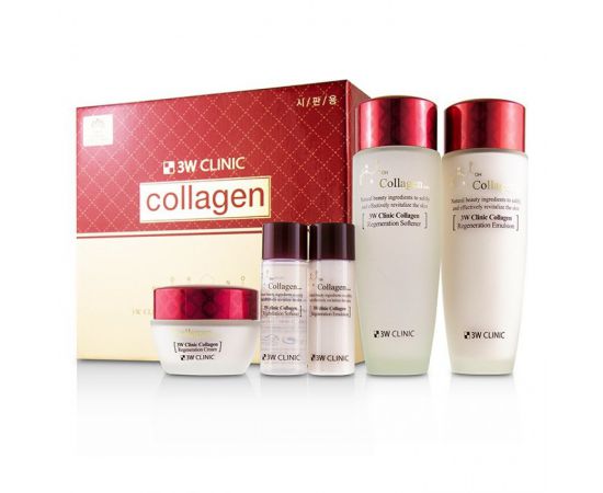 Набор для подтяжки лица с коллагеном. Collagen Skin Care 3 Items Set. 3W Clinic