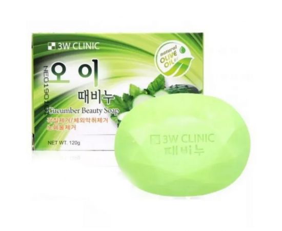 Мыло для лица и тела с экстрактом огурца, Cucumber Beauty Soap 120 гр. 3W Clinic