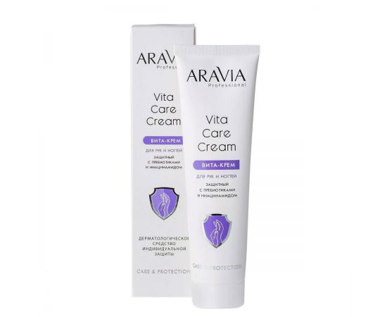 Крем для рук и ногтей защитный с пребиотиками и ниацинамидом, Vita Care Cream 100 мл. Aravia