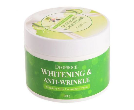 Увлажняющий крем для лица с экстрактом огурца Whitening Anti Wrinkle Moisture Milk Cucumber Cream, 100 мл. Deoproce