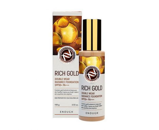 Тональная основа с эффектом сияния №21, Rich Gold Double Wear Radiance Foundation SPF 50, 100 мл. Enough