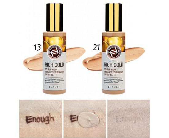 Тональная основа с эффектом сияния №21, Rich Gold Double Wear Radiance Foundation SPF 50, 100 мл. Enough