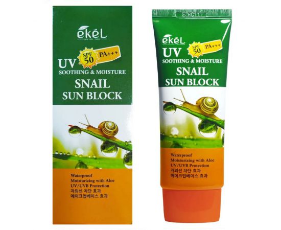 Солнцезащитный крем с муцином улитки Soothing & Moisture Snail Sun Block SPF50 PA+++, 70 мл. Ekel