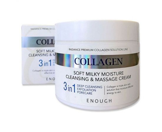 Массажный очищающий крем для лица с коллагеном Collagen 3 In 1 Cleansing & Massage Cream, 50 мл. Enough