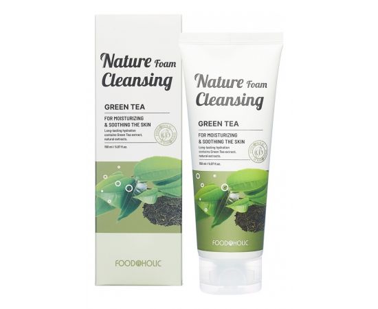 Увлажняющая пенка для умывания с экстрактом зеленого чая NATURE FOAM CLEANSING #GREEN TEA 150 мл. FOODAHOLIC