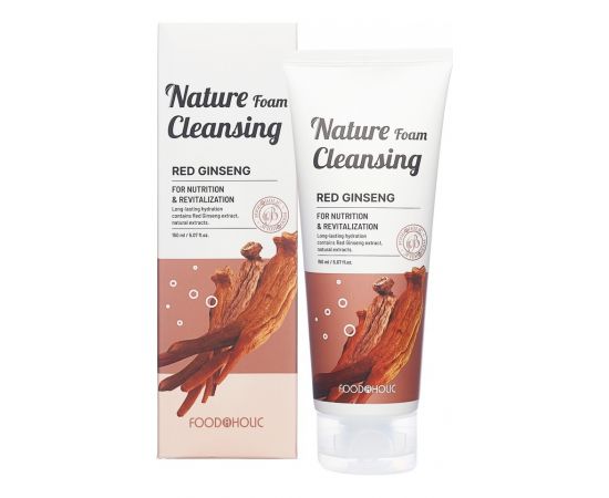 Увлажняющая пенка для умывания с красным женьшенем NATURE FOAM CLEANSING #RED GINSENG 150 мл. FOODAHOLIC