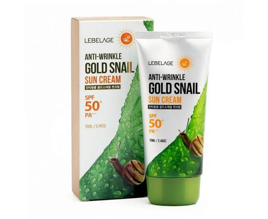 Солнцезащитный крем для лица с муцином улитки / Anti-Wrinkle Gold Snail Sun Cream SPF50+PA+ 70 мл Lebelage
