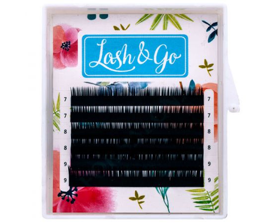 Ресницы черные 16 линий D 7 мм. Изгиб 10 Lash&Go